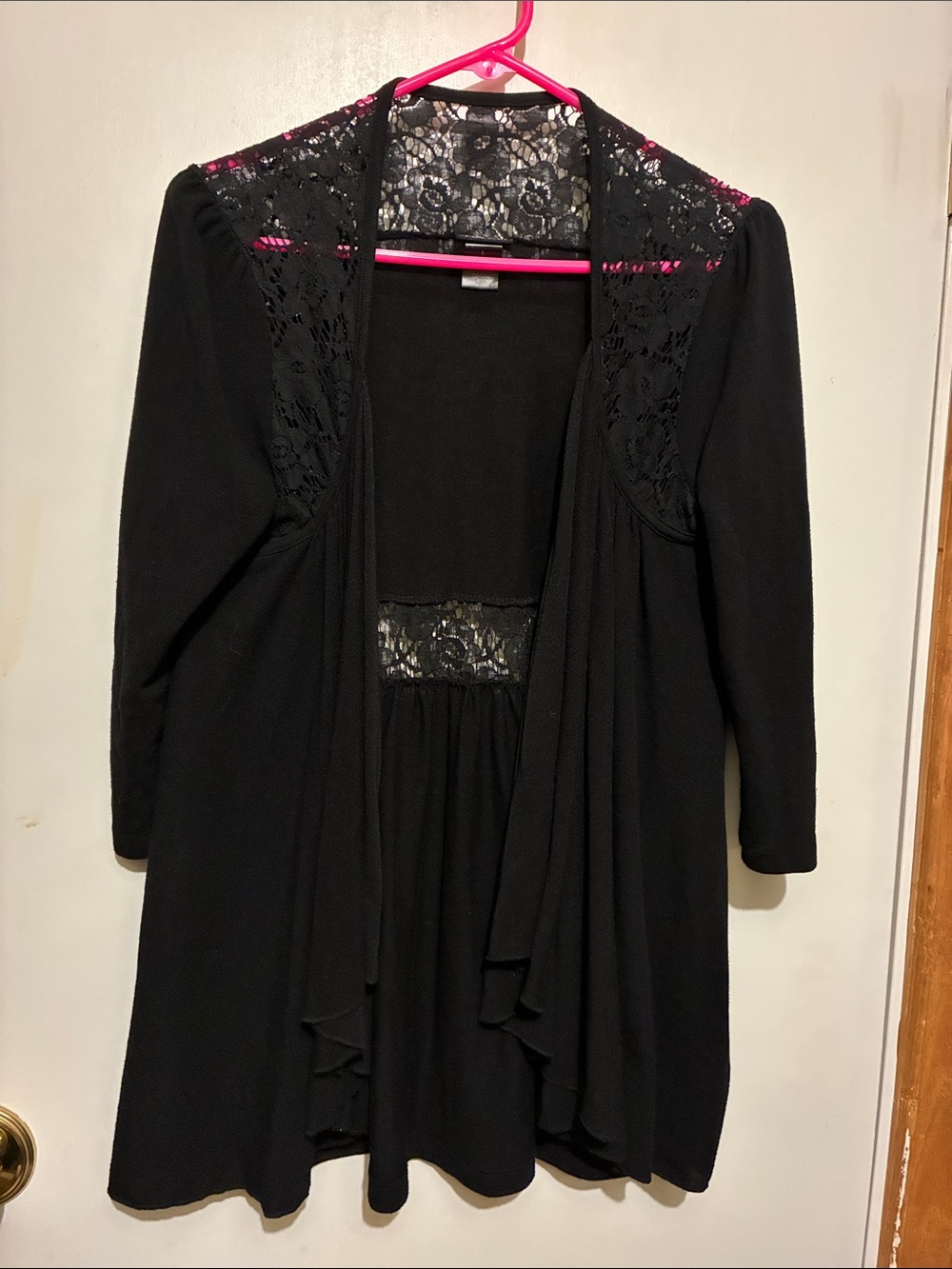 Rue21 Black Lace-Back Open Front Cardigan